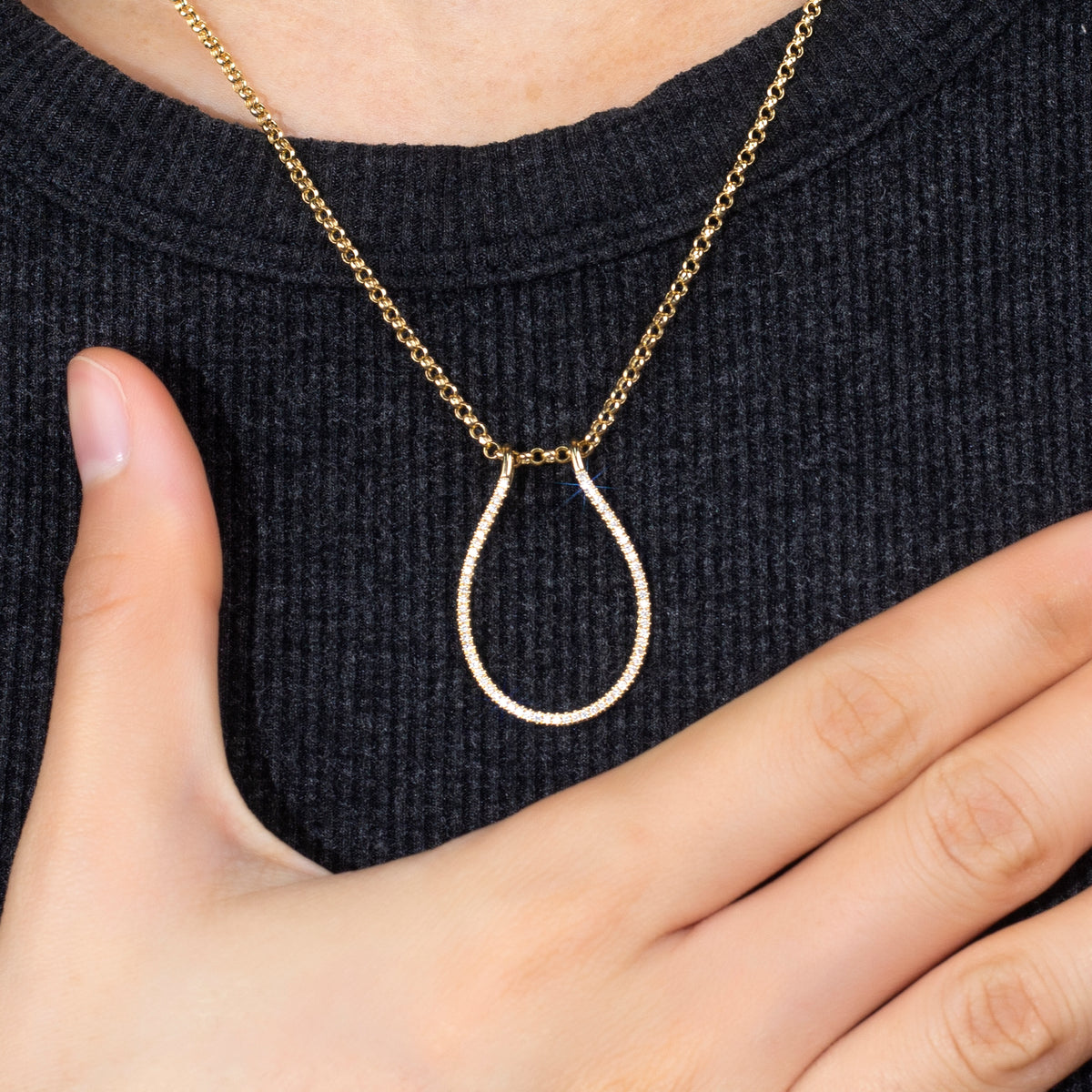 Hold Me, Adore Me: Engagement Ring Holder Pendant Set in 18k Gold and Lab Diamonds