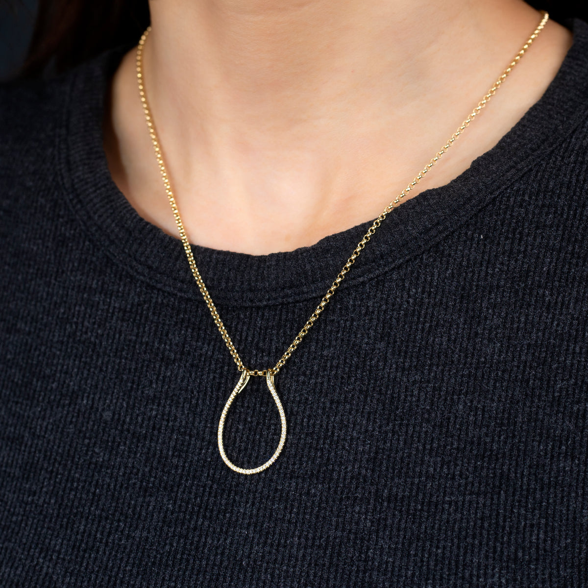 Hold Me, Adore Me: Engagement Ring Holder Pendant Set in 18k Gold and Lab Diamonds