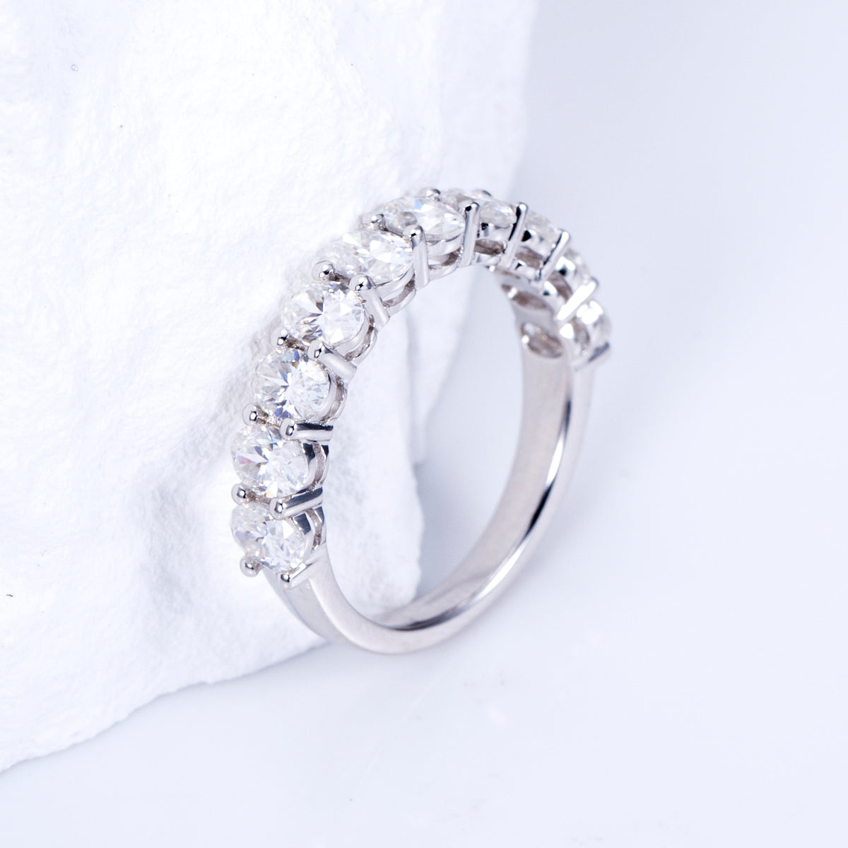 Oval Cut Diamond Half Eternity Band