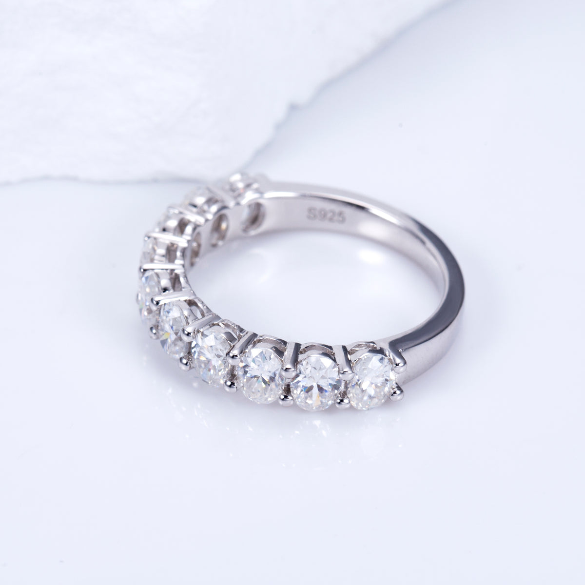 Oval Cut Diamond Half Eternity Band