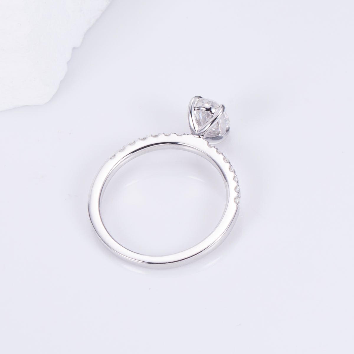 Oval Cut Diamond Engagement Ring with Pavé Band