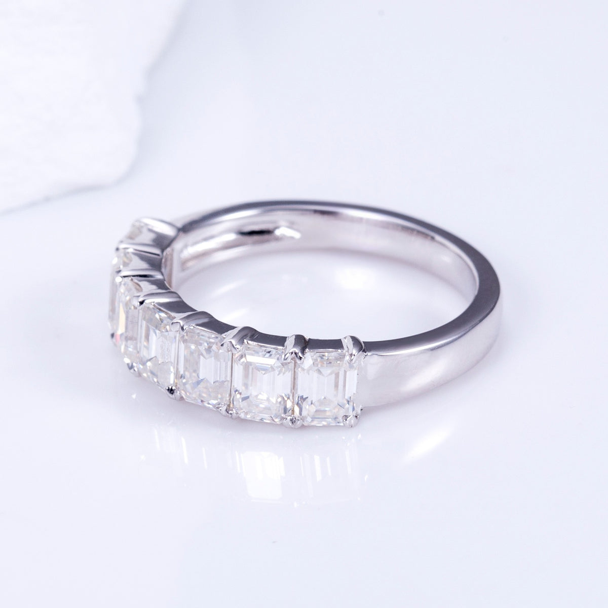 Emerald Cut Half Eternity Band