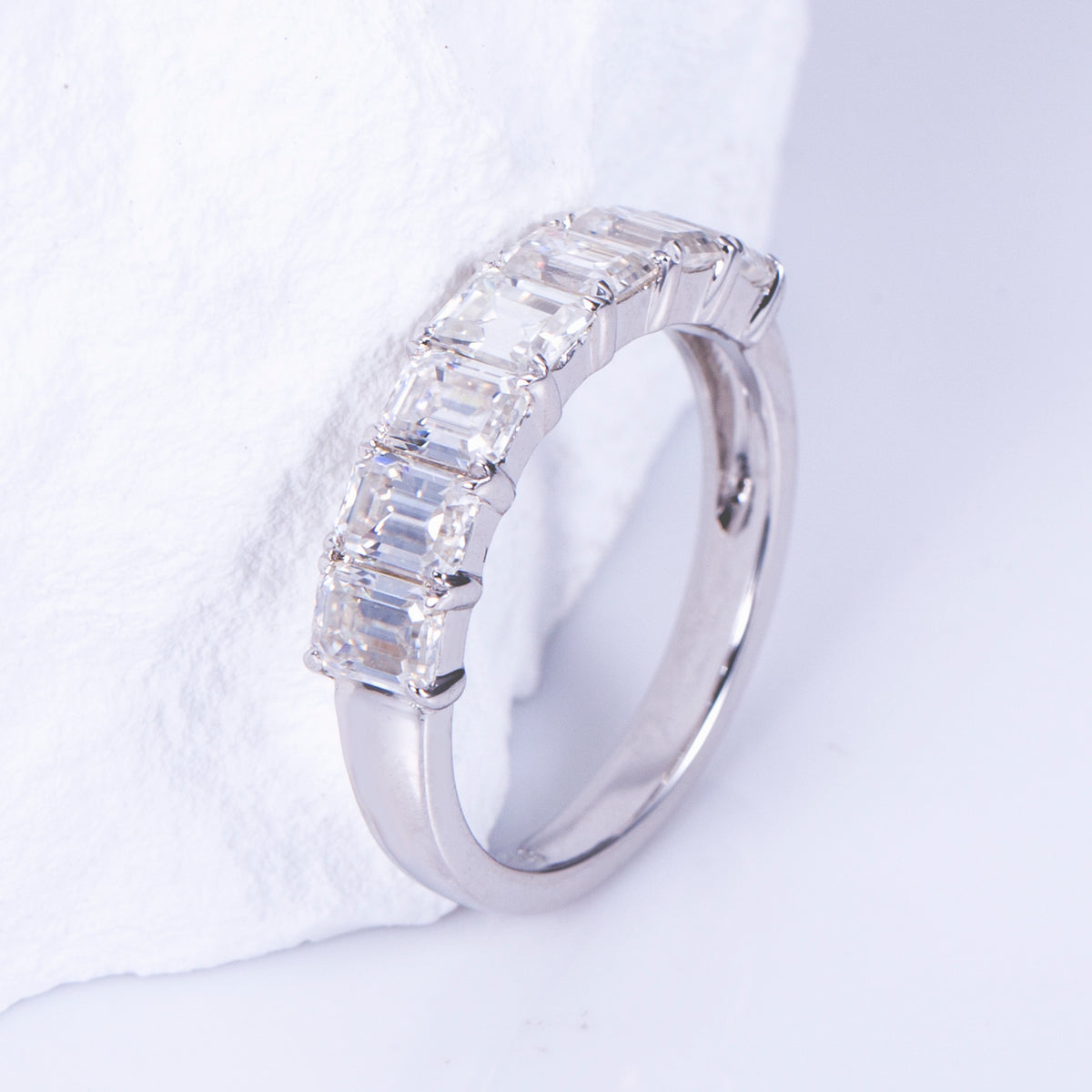 Emerald Cut Half Eternity Band
