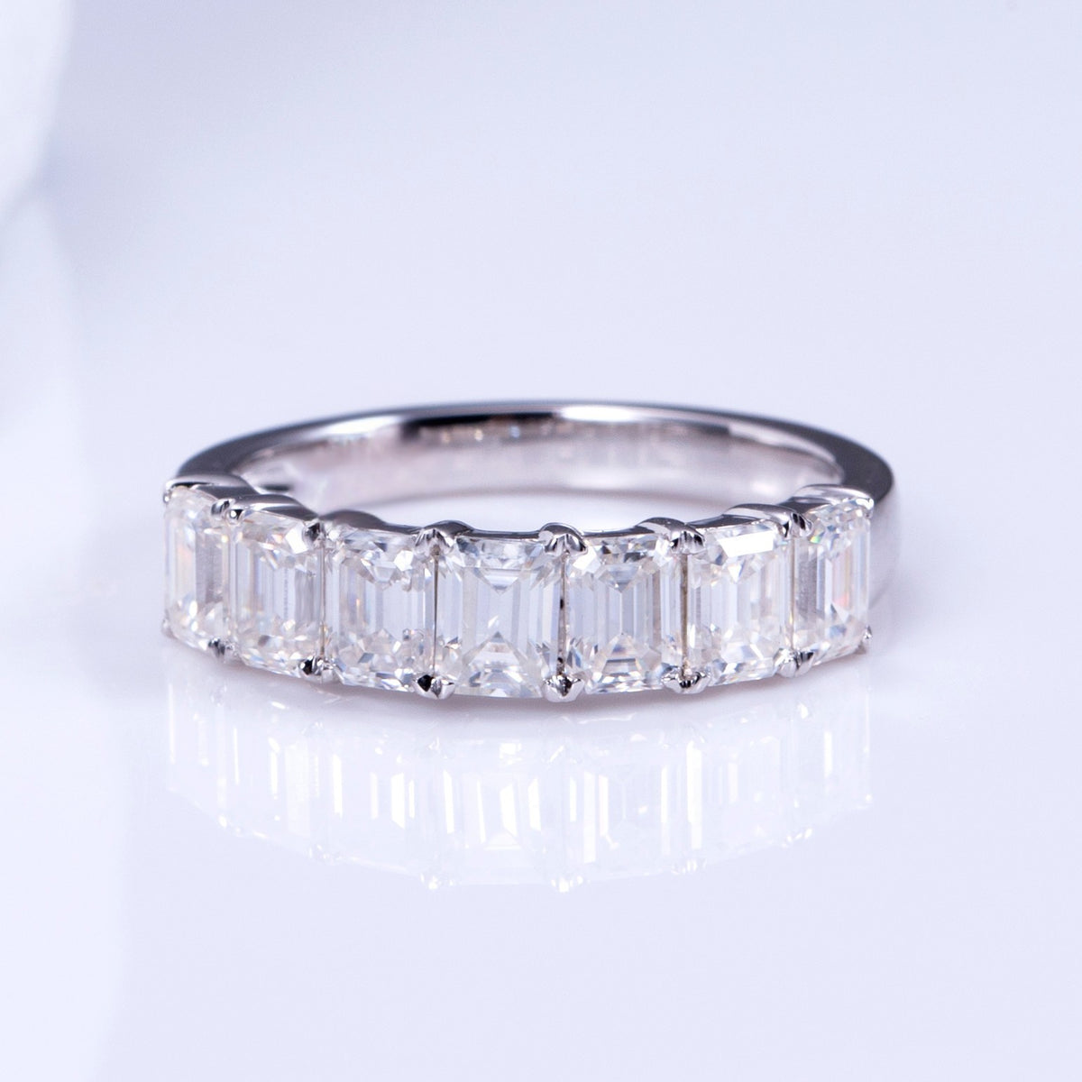 Emerald Cut Half Eternity Band