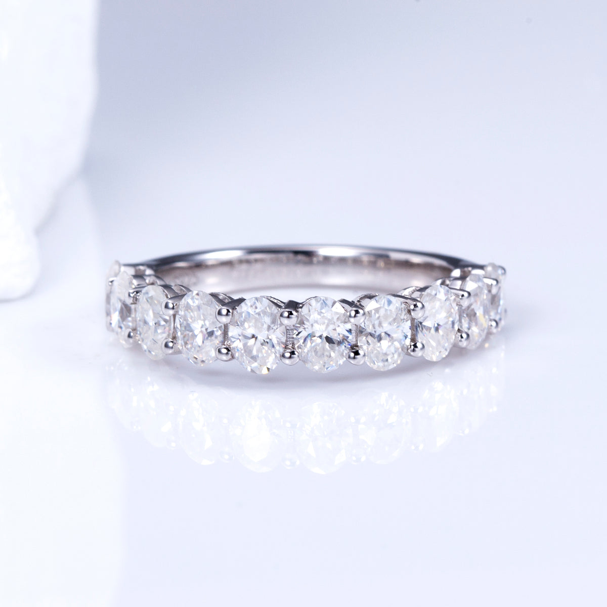 Oval Cut Diamond Half Eternity Band